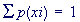 sum of all p(xi) is 1