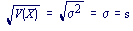 sqrt(V(X))=sigma